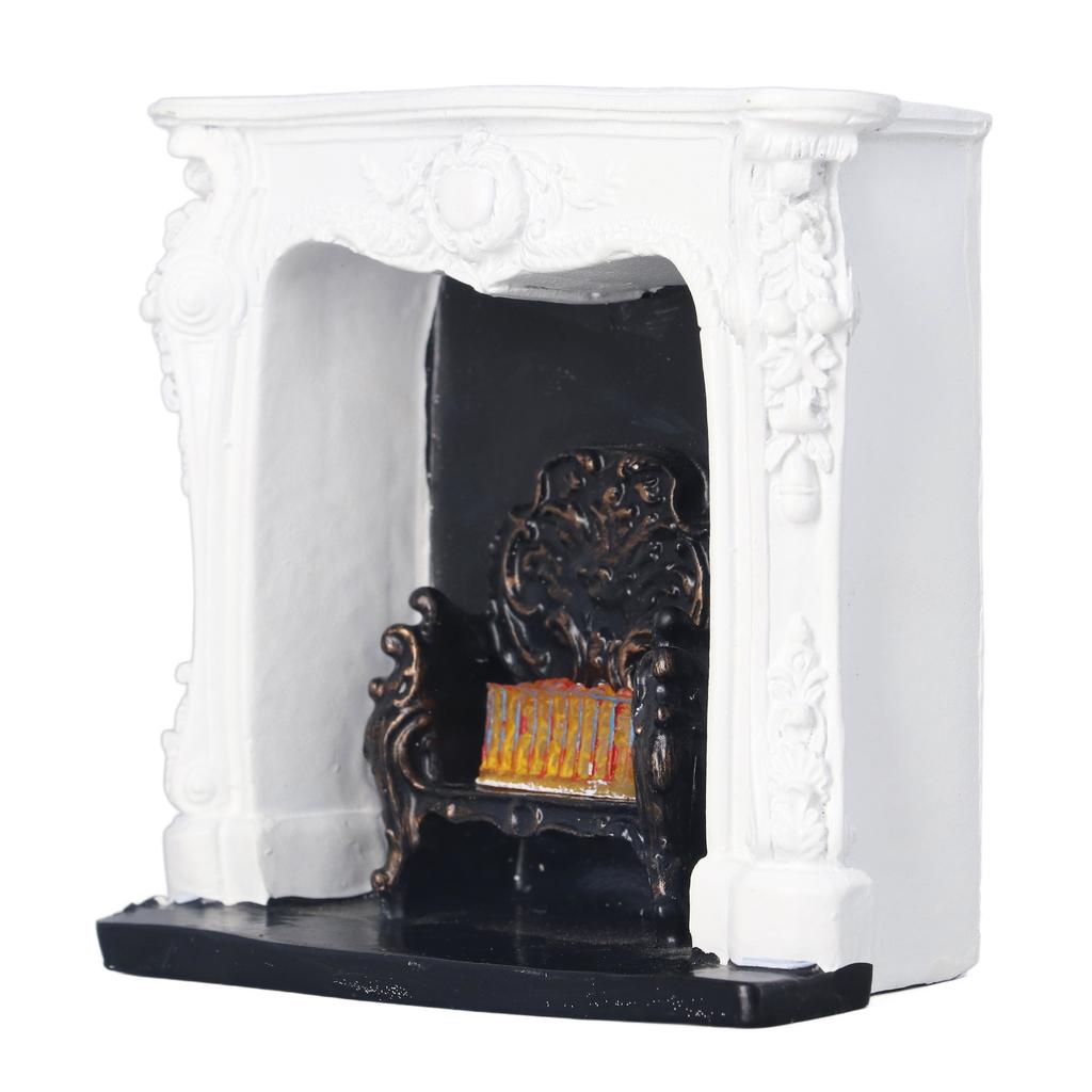 Dollhouse LED Fireplace Rococo Style Simple Switch Control Portable Resin 1:12 Dollhouse Miniature