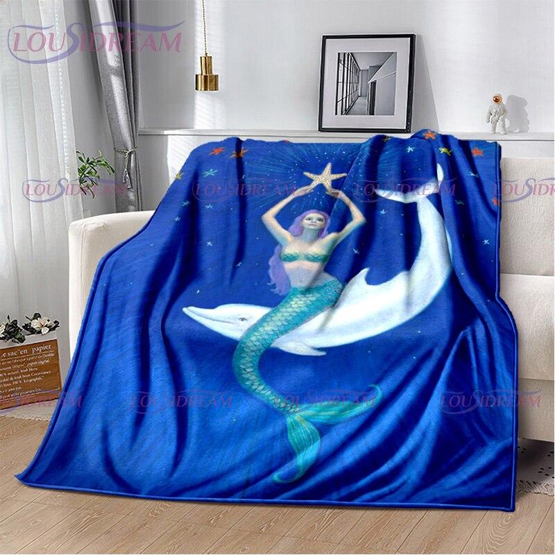 Dolphins Blanket Ocean Animal Sea Life Super Soft Warm Print Throw Blanket for Kids Adult Office Bed Sofa Couch Napping Blanket