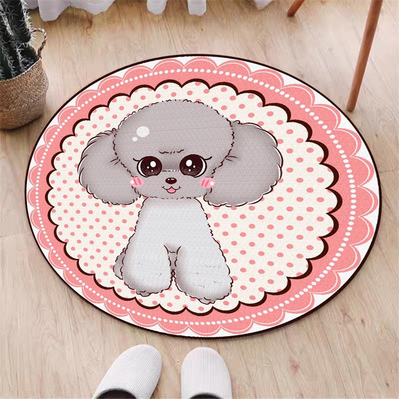 Милый мультяшный померанский ковер для девочек, коврик для спальни, ковер с рисунком собаки, домашний круглый коврик для гостиной