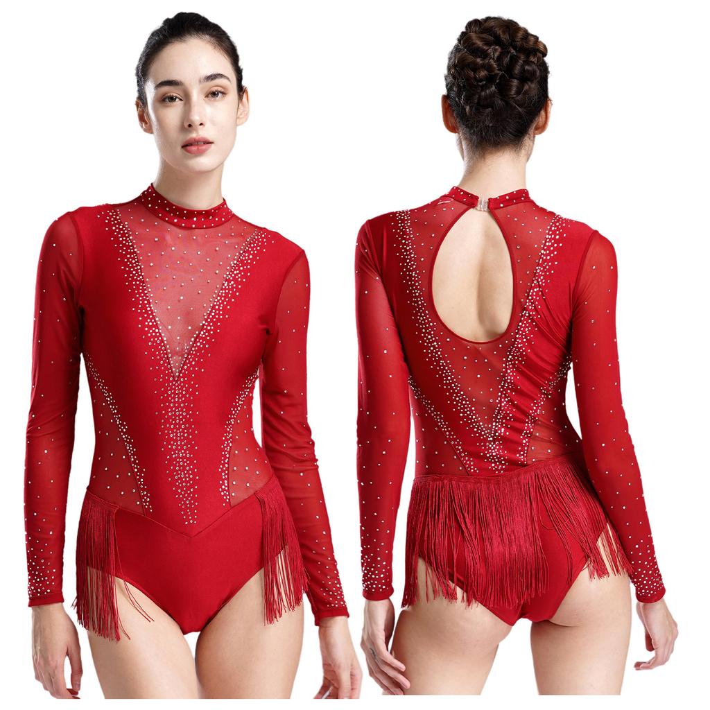 Женский костюм для фигурного катания, гимнастические комбинезоны, майка, танцевальная одежда, спортивная одежда, велосипедки, балетные трико, боди с кисточками