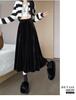 2024 Осень/Зима Женская черная бархатная юбка А-силуэта в стиле ретро средней длины с высокой талией