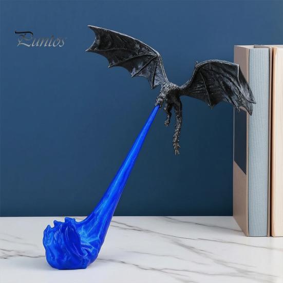 Уникальные книжные полки Украшения Драконий Уголок Свет, 3D-печатный Фантастический Декор для полки с Огненным Дыханием, Летающая Фигурка Пламени на Подставке для стола, Фигурка, Хэллоуин