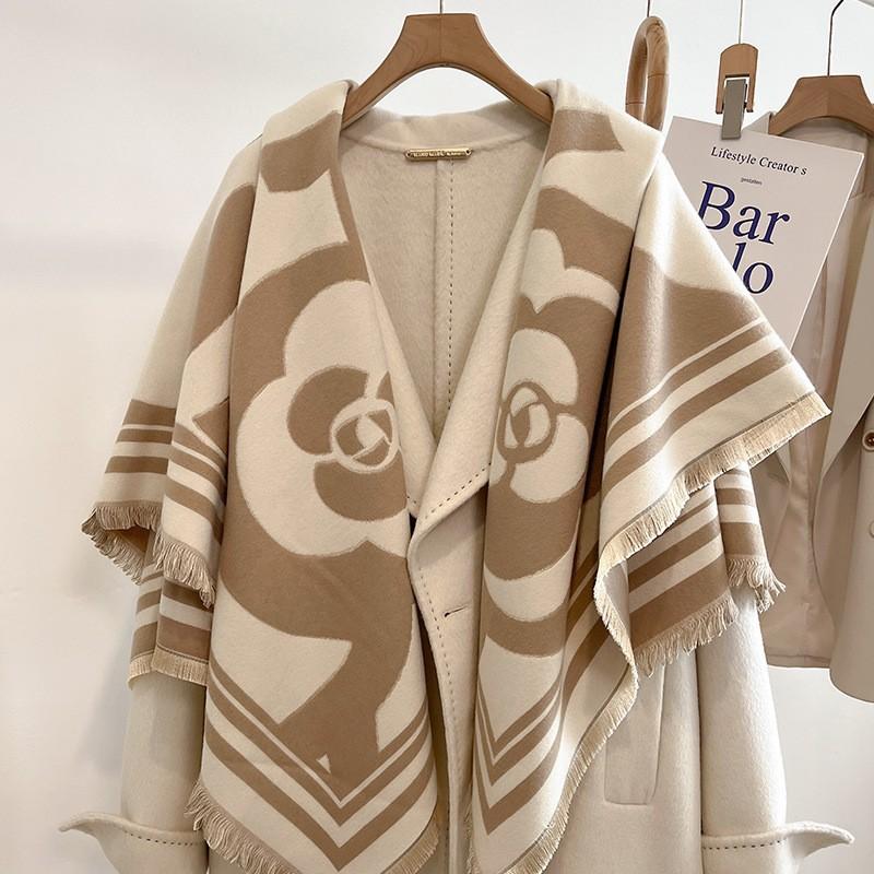 New Women'S Fashionable Imitation Cashmere Autumn And Winter Warm Large Square Scarf Double-Sided Tassel Scarf Air Conditioning Shawl