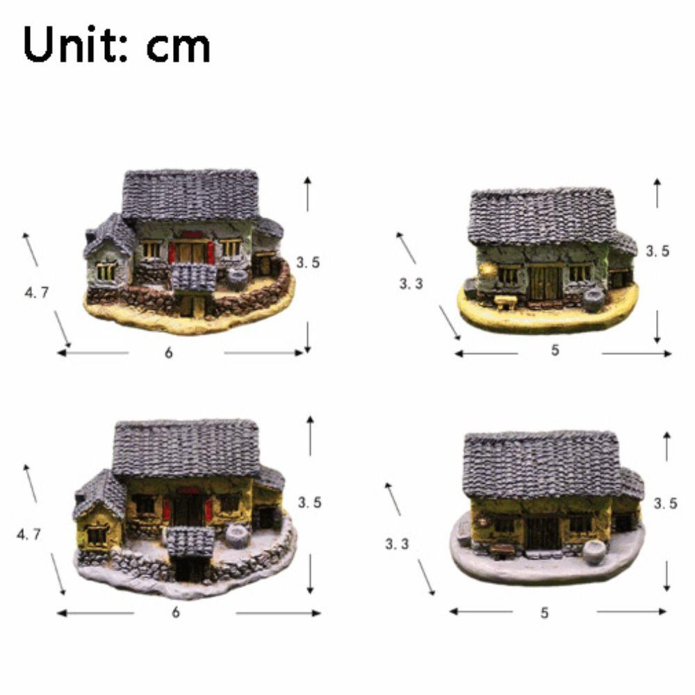 Белый Желтый Смола Деревенские Дома Смола Фигурки Домов Китайская Арка Миниатюры Домашний Декор