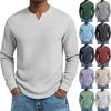 Men's Solid Color V-Neck Long-Sleeved Top Men's Sports Plus Size Casual V-Neck Top