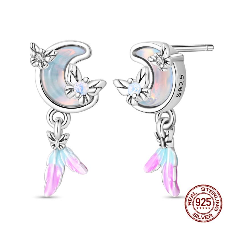 New Original S925 Silver Lucky Four-Leaf Clover French Women's Earrings Fashion Party Anniversary Jewelry Gift