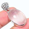 Natural Rose Quartz Gemstone 925 Solid Sterling Silver Gift Pendant 1.58" P4Z25