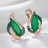 Роскошные зеленые серьги-гвоздики с натуральным цирконом для женщин, с покрытием из розового золота и черным родием, кристальные цветы, повседневные изящные украшения