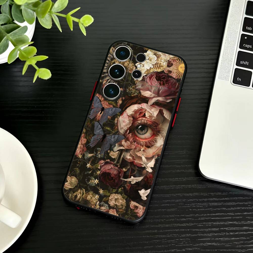 Темный Орнаментальный Коллаж Чехол для Телефона Для Samsung S26,S25,S24,S23,S22,S21,S20,S30,Ultra,Plus,Fe,Note,5G Черный Чехол