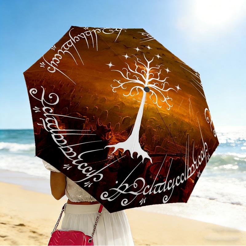 Tree Gondor 8 Ribs 3Fold Black Glue Uv Protection Umbrella Sun Protection Rainproof Compact Folding Umbrella For Travel Daily Use C923171