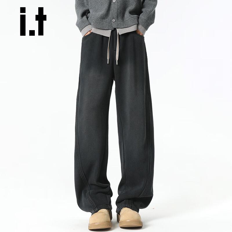 CHOCOOLATE Men's Winter Splicing Wide-Leg Casual Pants