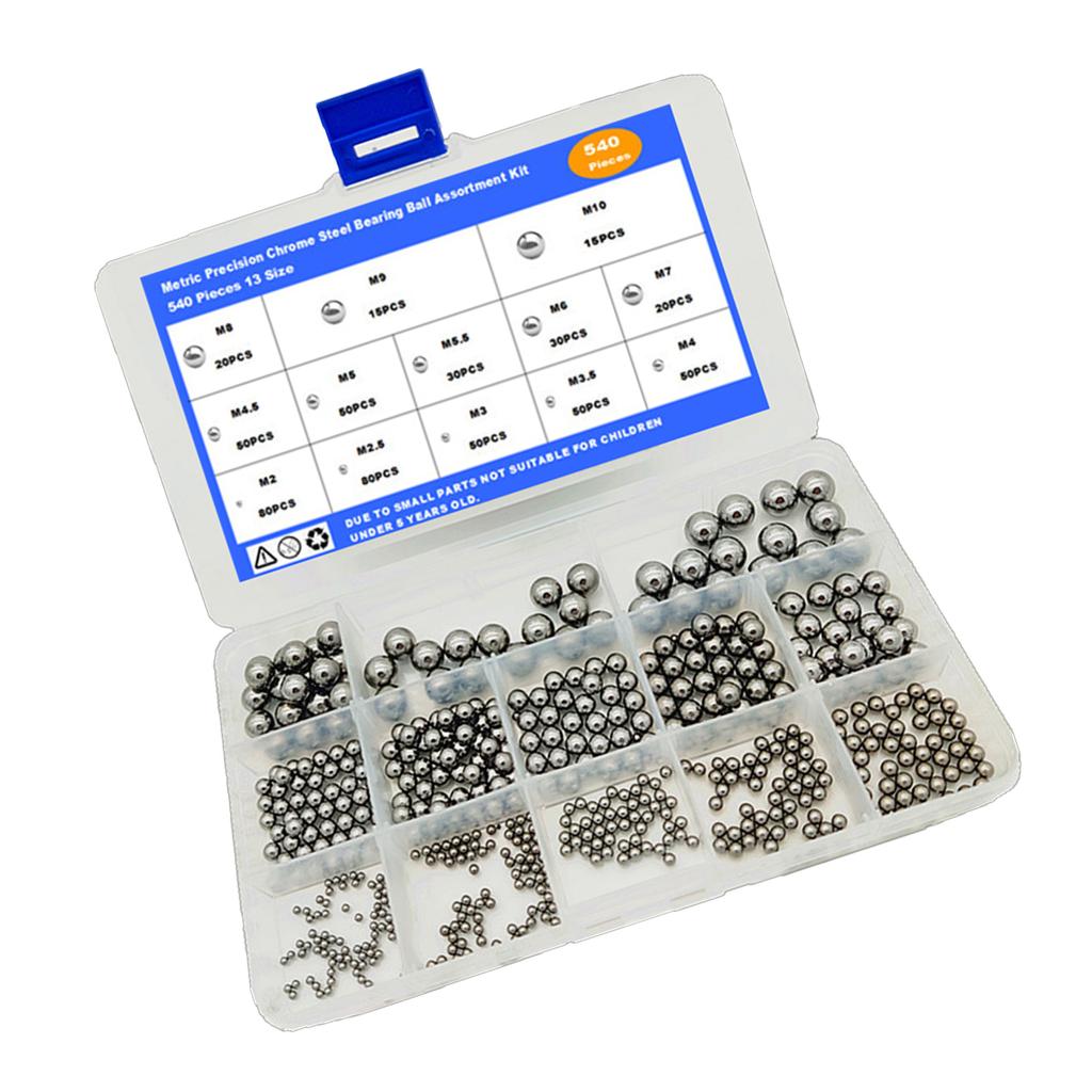 540pcs/set Upgraded Steel Bearing set Metal Bearing Collection set Precisions Steel Balls set for Multiple Uses