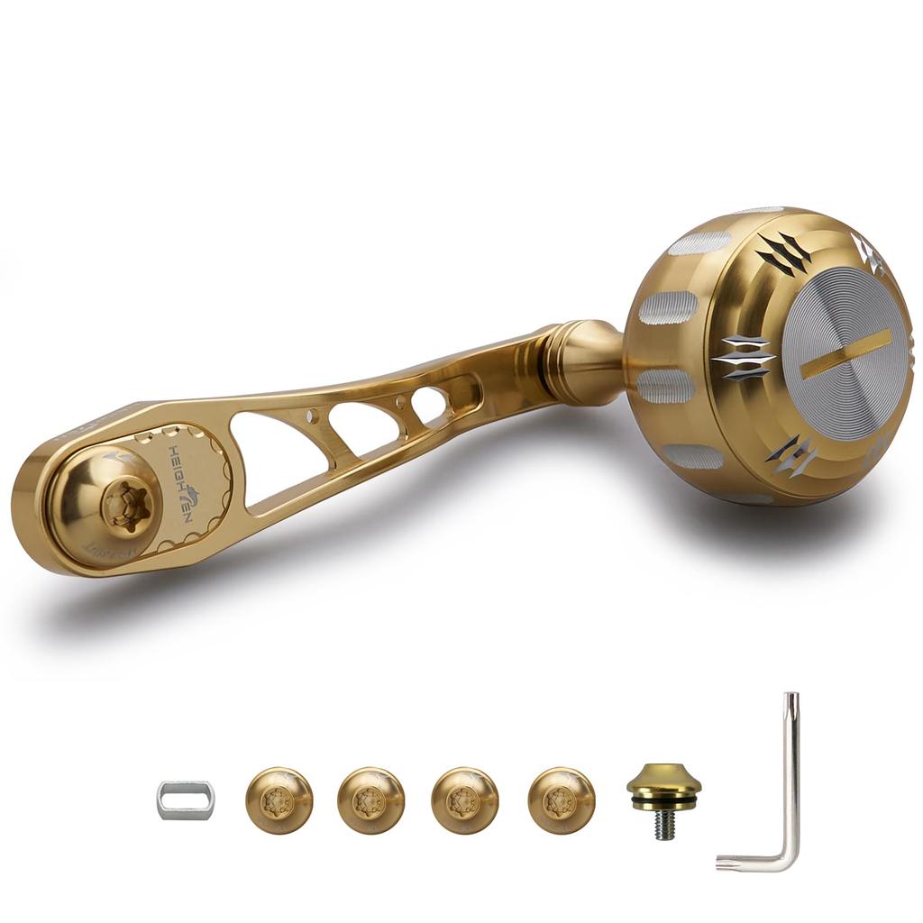 HEIGHTEN Регулируемая ручка катушки с ручкой 35 мм, совместимая с и Abu Baitcasting Arch Hammer Series 65/75 мм ручка, Shimano, Daiwa, катушки, (Золото и