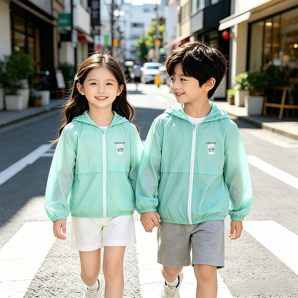 Boys' and Girls' Skin Clothes Summer New Hooded Lightweight Breathable Jacket