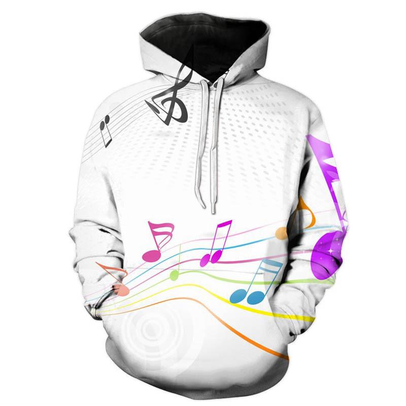 Musical Note 3d Printed Hoodie Men and Women Street Casual Cool Fashion Pullover