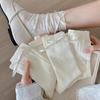 Summer Thin Hollow Mid-tube Socks with Side Bow Ribbon Ballet Style Cream Lolita JK Mesh Socks