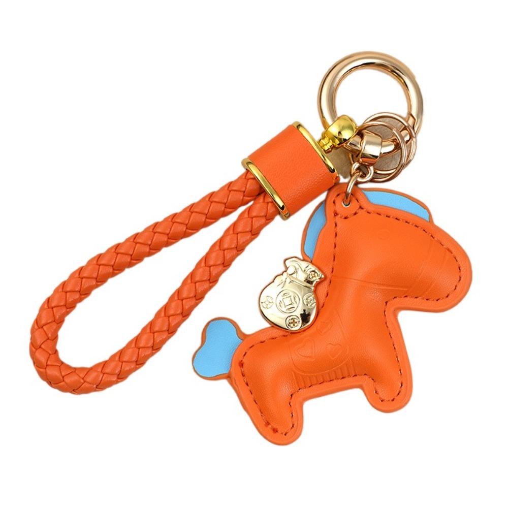 Cartoon Style Zodiac Pony PU Cute Design Candy Color Pony PU Keychain Lucky Mascot Hanging Decor Horse PU Pendants