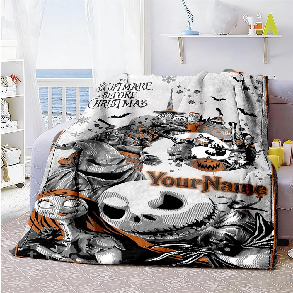Christmas Nightmare Customize Text Blanket Lightweight Personalized Blanket Ultra-Soft Suitable for Living Room Nap Livingroom Home Decor