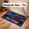 City Cyberpunk Theme Crystal Velvet Floor Rug Personalized Custom Name Text Warm Carpet Home Decoration