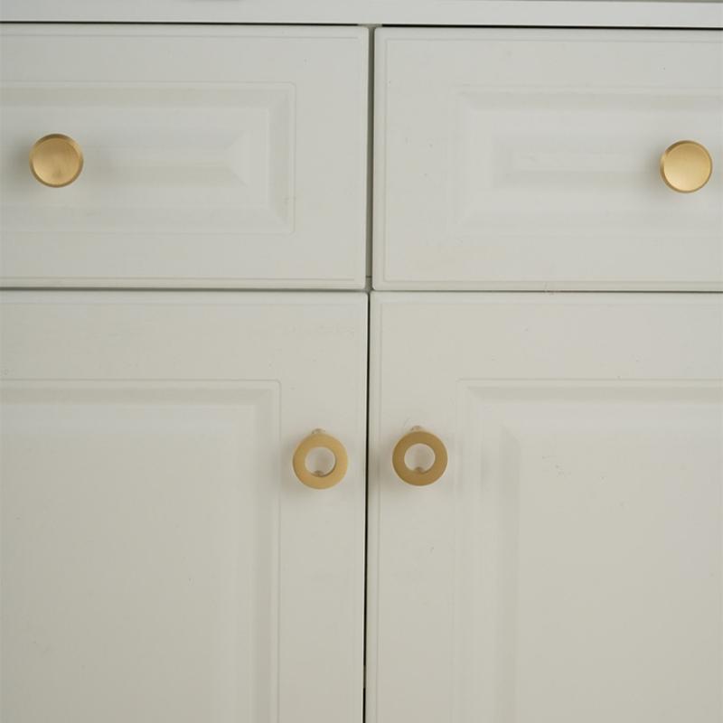 Solid Brass Round Cabinet Knob Single Hole Pull Handle for Modern Cabinets Wardrobes Dressers Drawers Home Hotel Use
