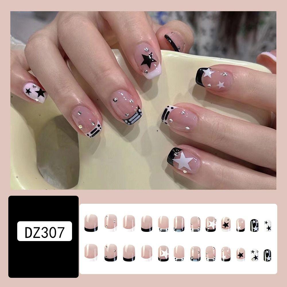 Полное покрытие, французские накладные ногти, квадратная головка, пресс для ногтей, модные типсы для ногтей для девочек