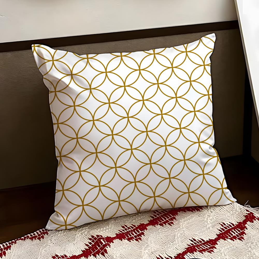 Japanese GGolden Lines Cushion Cover Reversible Soft Durable Pillow Cover Home  Car MultiScene Use for Daily Comfort