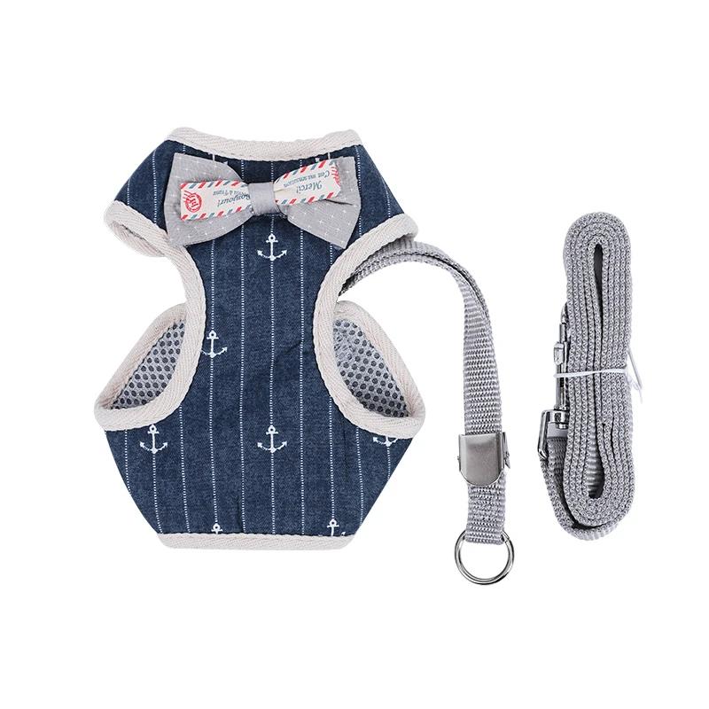 Bowknot Cat Harness And Leash Set Adjustable Puppy Harness Cat Lead Leash Clothes Vest Nylon Mesh Kitten Collar Cat Accessories