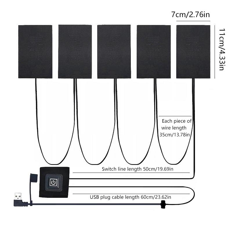 Зимняя грелка 5 В USB с теплой пастой, грелка из углеродного волокна, грелка для тела, быстро нагревающаяся нагревательная пленка, электрический инфракрасный коврик для жара