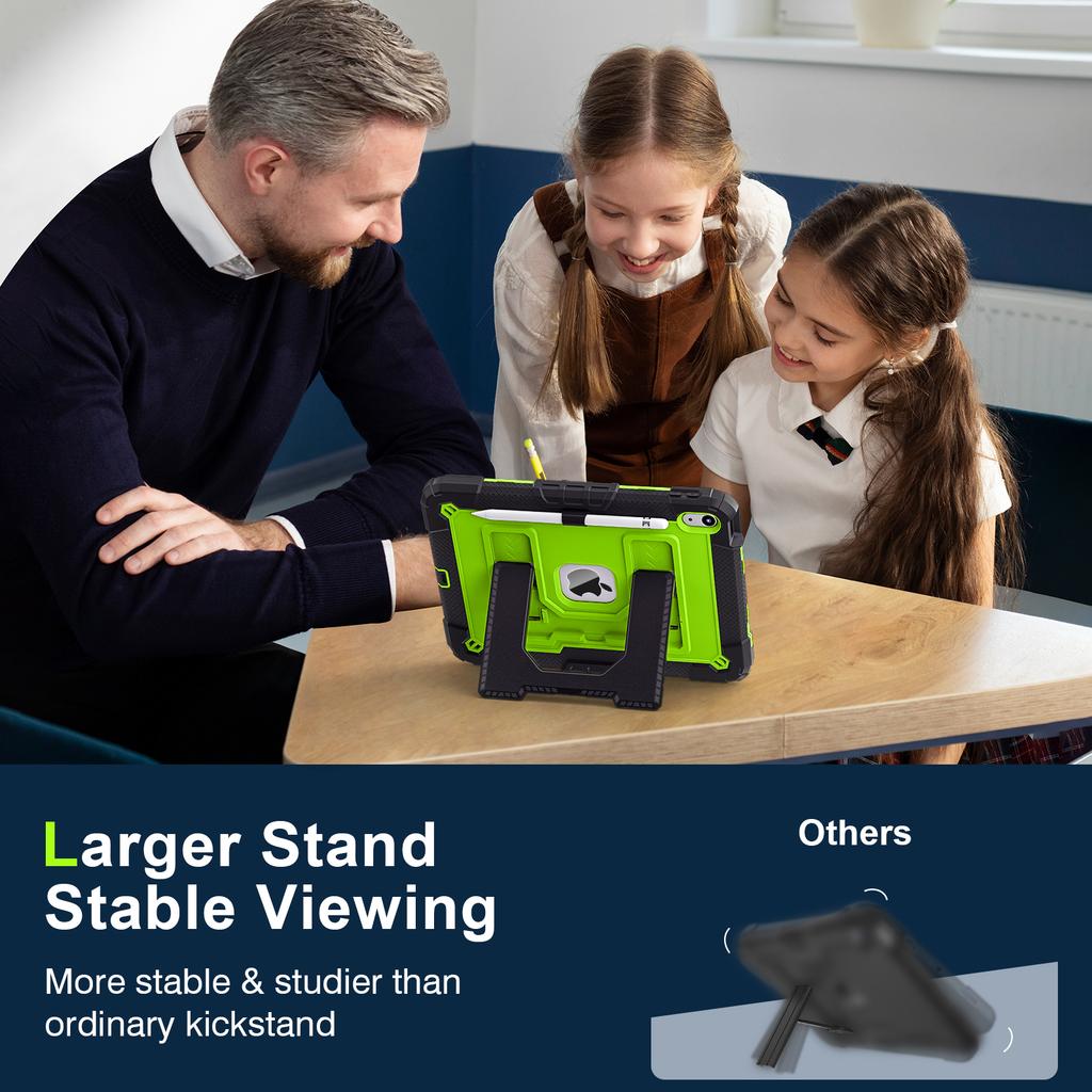 Case for iPad 10 11th A16 For iPad Air 11 10.2 Air 5 Air4 Mini 7 6 Heavy Duty Shockproof with Handle/Bracket/Shoulder Strap Case