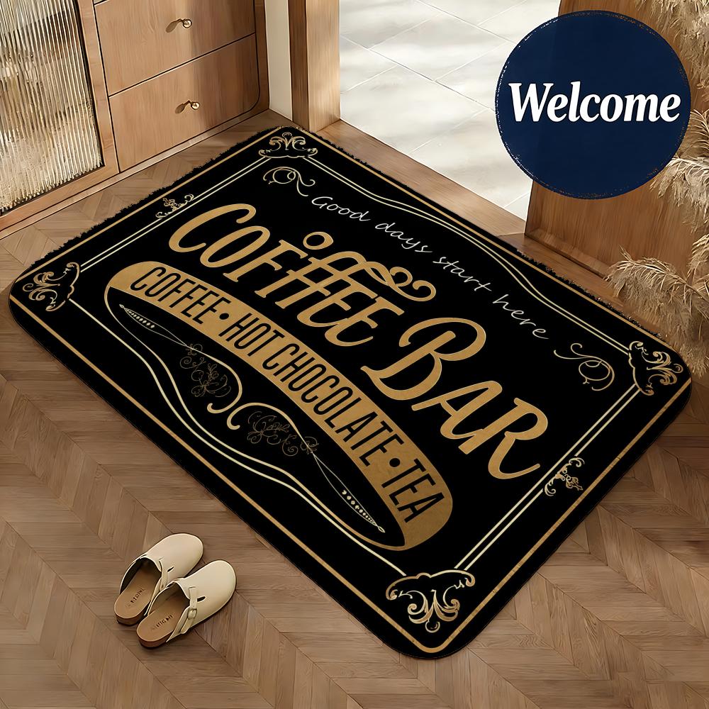 Coffee Bar Floor Mat Non-Slip Absorbent Doormat Bathroom Bedroom Home Decor Rug