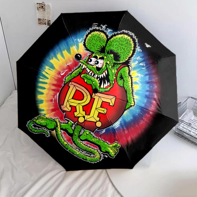 1 шт. Зонт с рисунком Rat Fink, Портативный складной зонт, Железный каркас, Структура из костей, Уличный домашний зонт