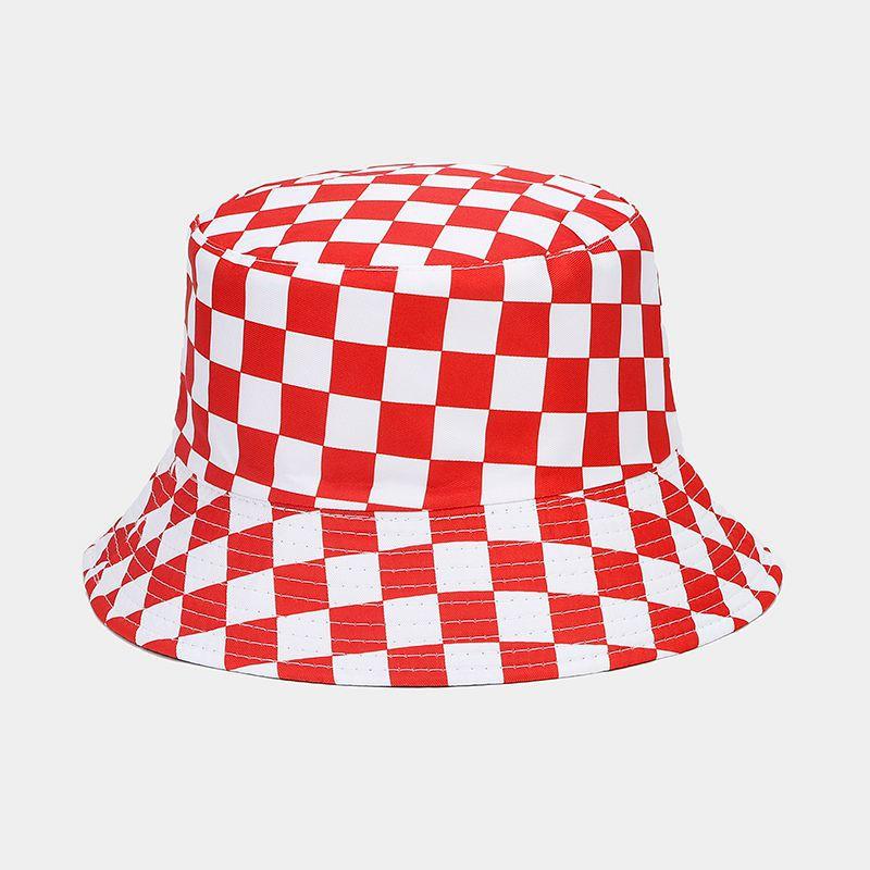New Fashion Plaid Bob Hat Bucket Hats Women Mens Reversible Travel Beach Fishing Cap Streetwear Hip Hop Caps