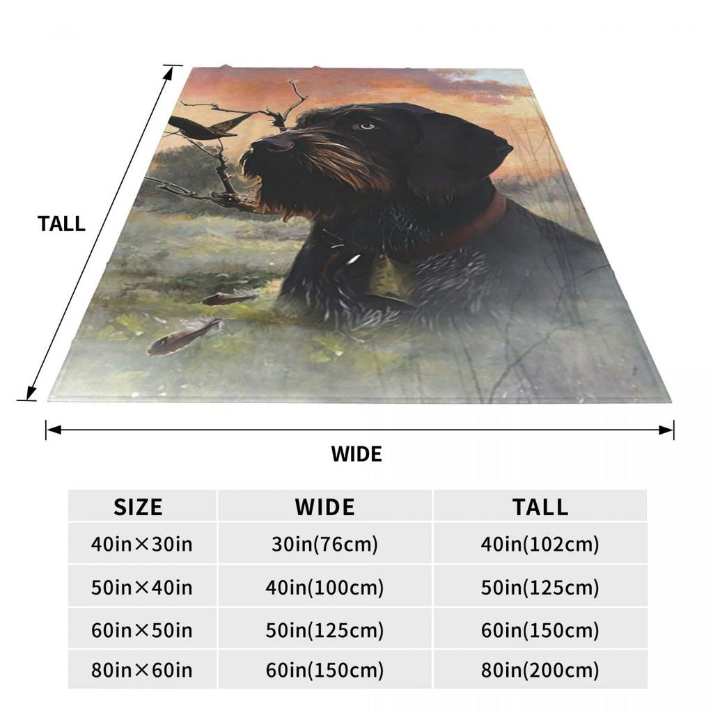 German Wirehaired Pointers Gundogs Blankets Soft Warm Flannel Throw Blanket Bedspread for Bed Living room Picnic Travel Home