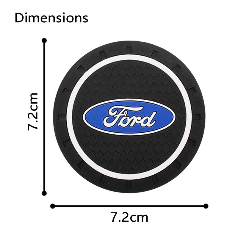 PVC Car Coasters Water Cup Slots Non-Slip Mat Water Cup Pad For Ford Mustang Focus3 2 Transit Ecosport Edge Fiesta Escape Kuga CVX1