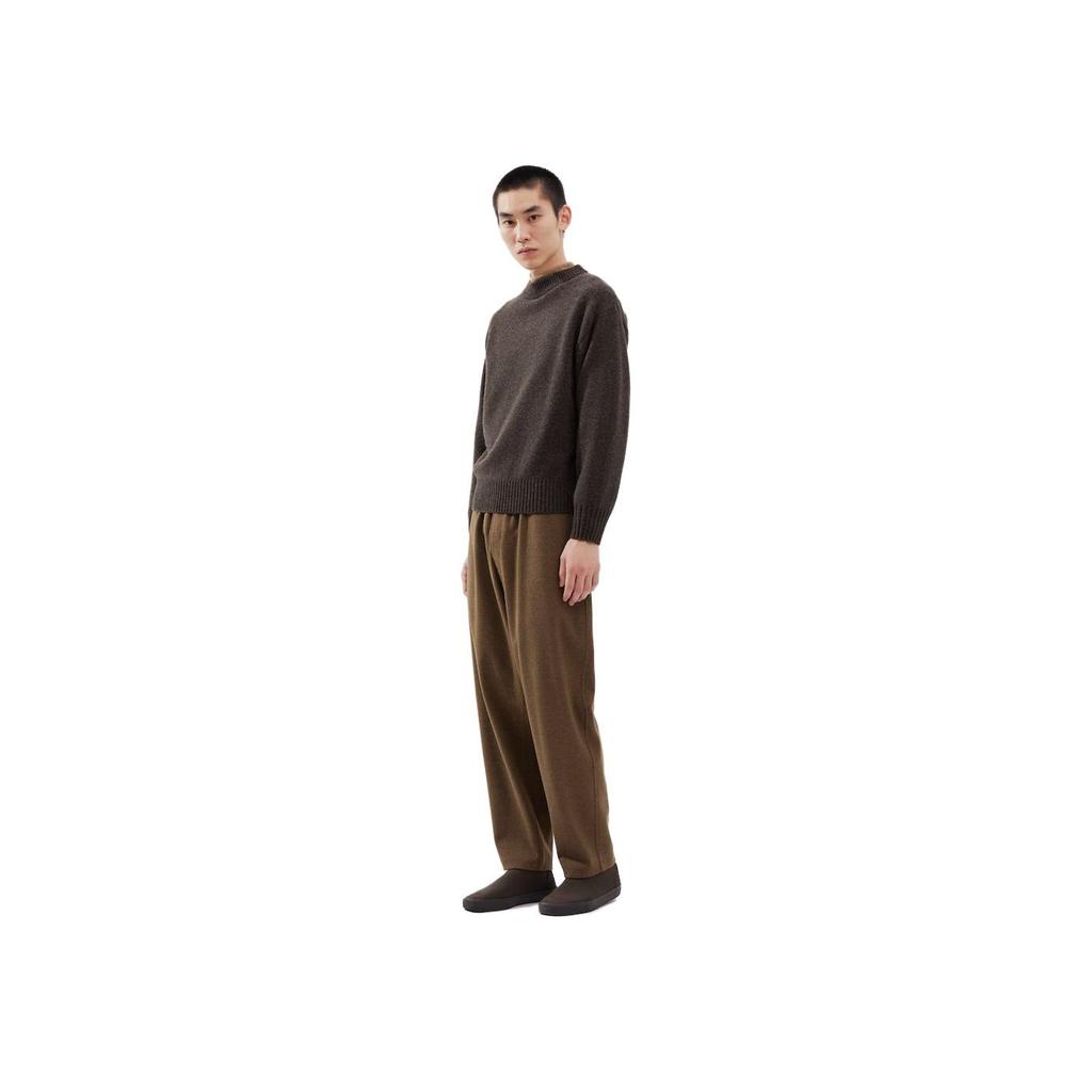 Uniqlo Осень/Зима 23 Серия U Однотонные вязаные длинные брюки Повседневные брюки Унисекс низ Светло-коричневый 461548-35