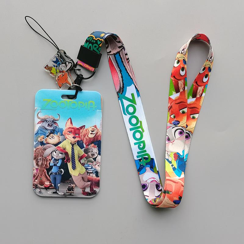 Zootopia Anime Card Holder, Bus & Metro Pass Case With Polyester Lanyard For Students