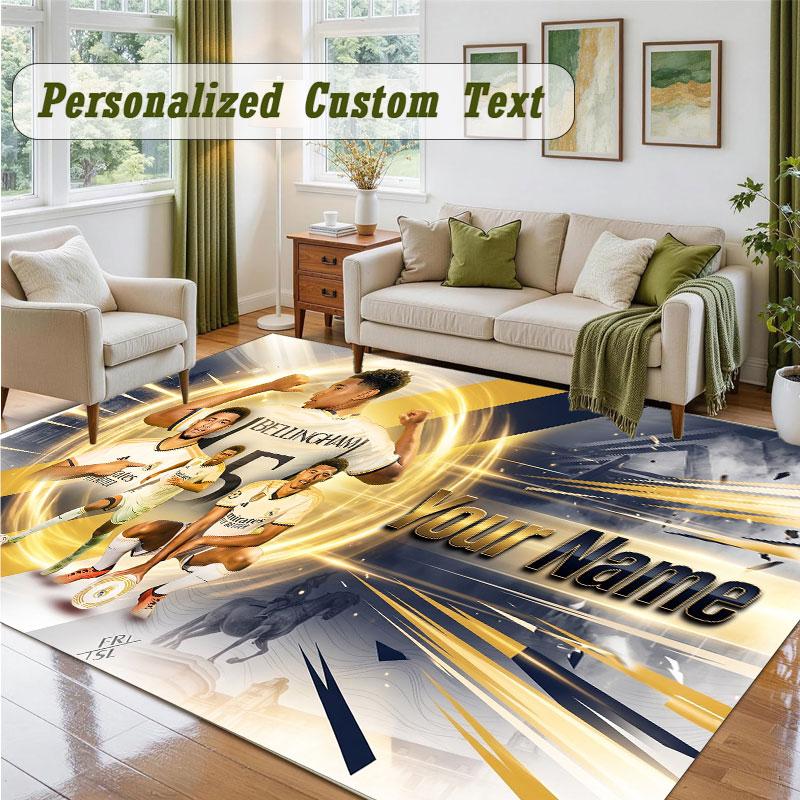 Crystal Velvet Square Rug Custom NameJude Bellingham Pattern Non Slip Home Floor Decor Rug