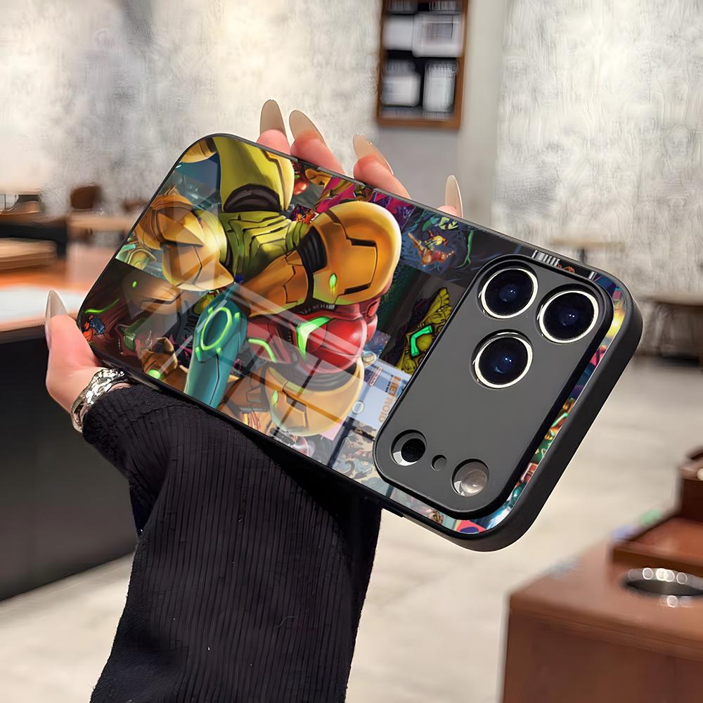 Чехол для телефона Game Metroid для IPhone 17 Pro Max 15 Pro 16 14 Plus 12 13 Mini 11 Pro Ударопрочный стеклянный чехол