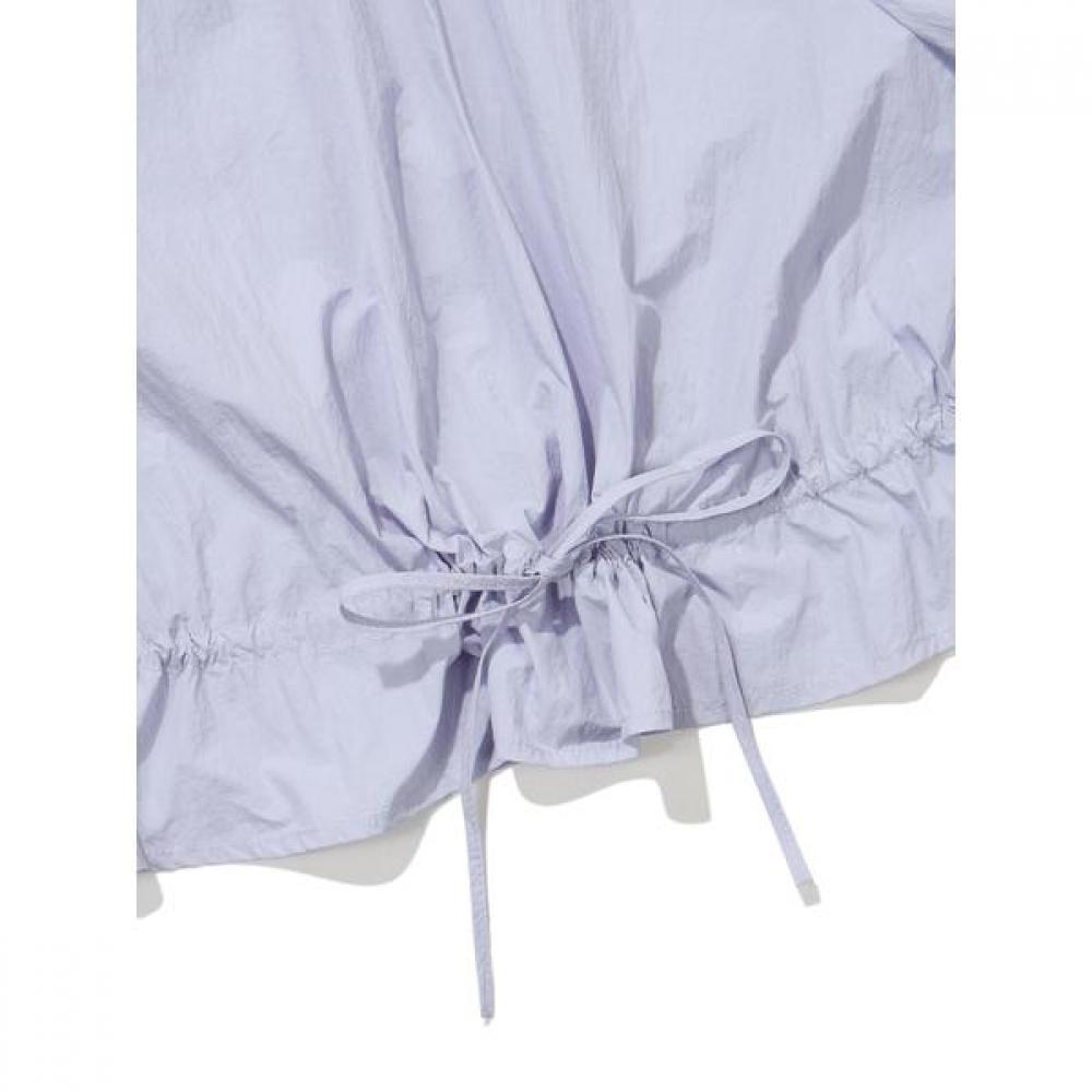 Women S Shirring Ribbon Woven Short Sleeve Lilac