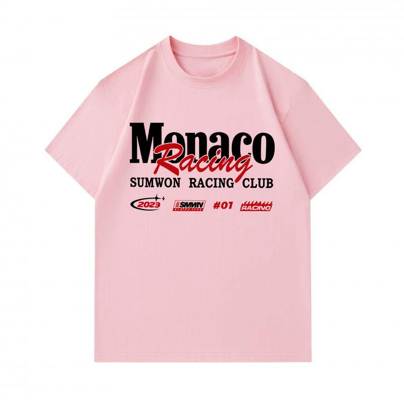 Men's 100% Cotton Crew Neck Short Sleeve T-Shirt, Casual Monaco Racing Club Graphic Printed Summer Comfortable Breathable Tee Top for Daily Sports Wea