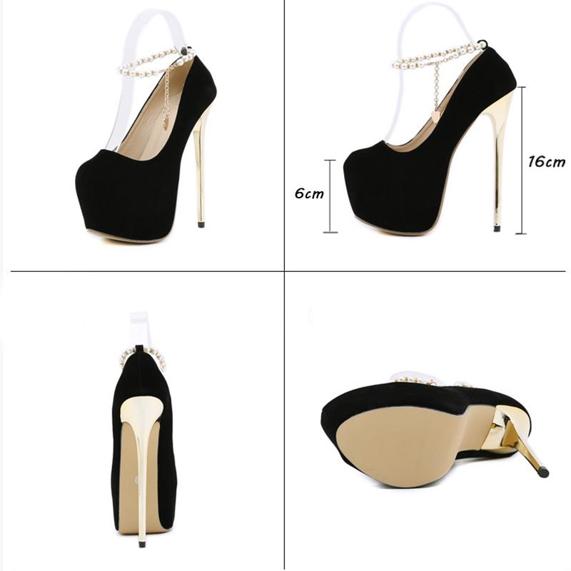 Сексуальные туфли-лодочки для свадьбы, женские фетиш-туфли, высокие каблуки, стриптизерши, туфли-лодочки из флока, 16 см, Zapatos Mujer, платформа, черные, Tacones Mujer, ночной клуб