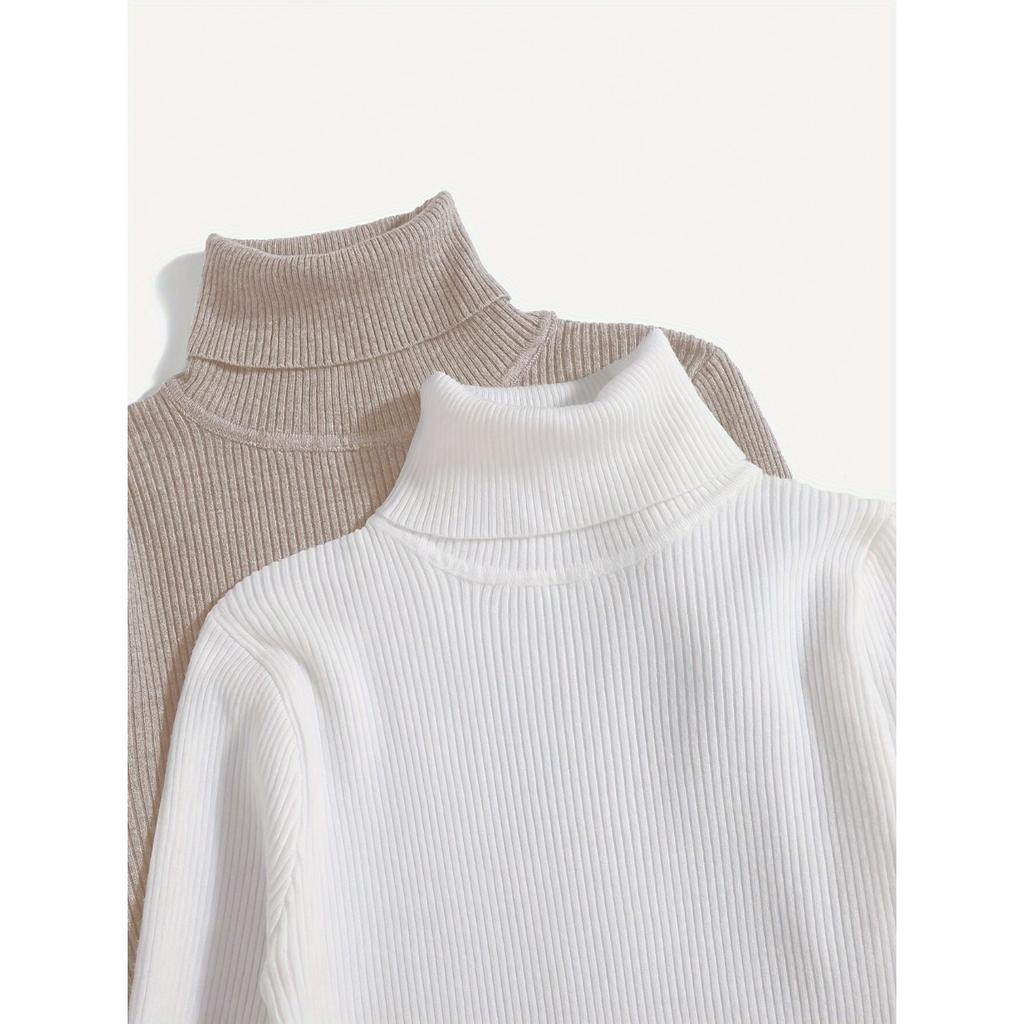 3 футболки с воротником-стойкой в рубчик, универсальная тонкая однотонная футболка с длинным рукавом для весны и осени, женская одежда