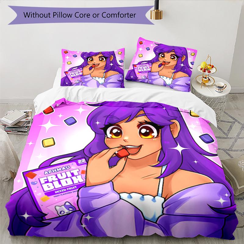 3pcs Anime A-AphmauS Design Cover Set - HD Printed Bedding with 1 Cover and 2 Pillowcases - Perfect for Home and Dorm Decor
