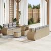 10-Piece Garden Sofa Set with Beige Cushions In Poly Rattan Acacia, Garden Dining Set 3363792