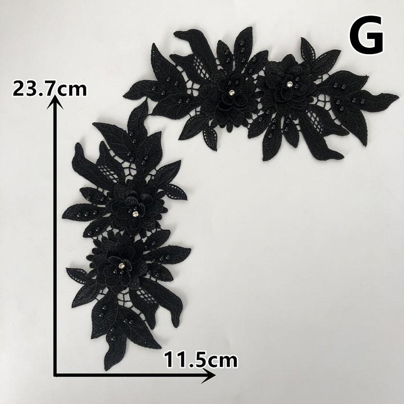1 Pair Wedding Bridal Sew On Hollow Flower Lace Trim DIY Patches Embroidery Applique 3D