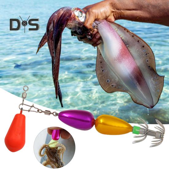 9CM/27G крючок для ловли кальмаров с разноцветными бусинами, двухслойный вертлюжный крючок-зонтик, крючок для ловли каракатицы, рыболовный крючок для ловли в пресной и соленой воде