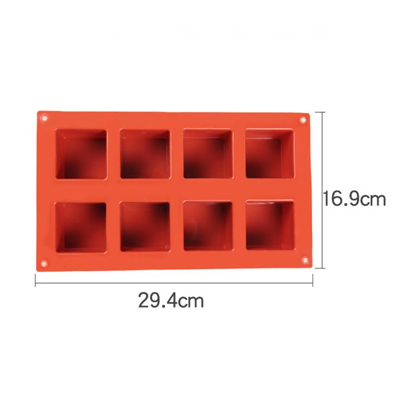 5*5cm Silicone 8 Cavity Square Shape Cake Mold for Baking Dessert Ice-Creams Mousse Mould Fondant Decorating Tools