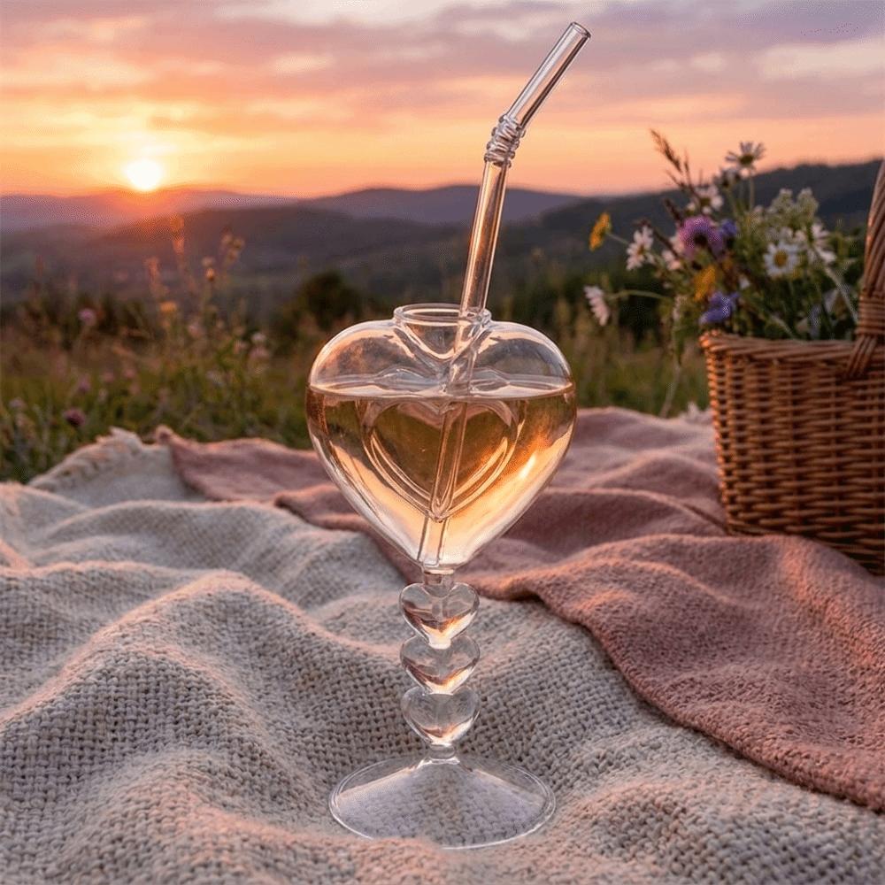 Transparent Heart Shaped Glass Romantic Juice Drink Glass Creative Drinking Cups Bar