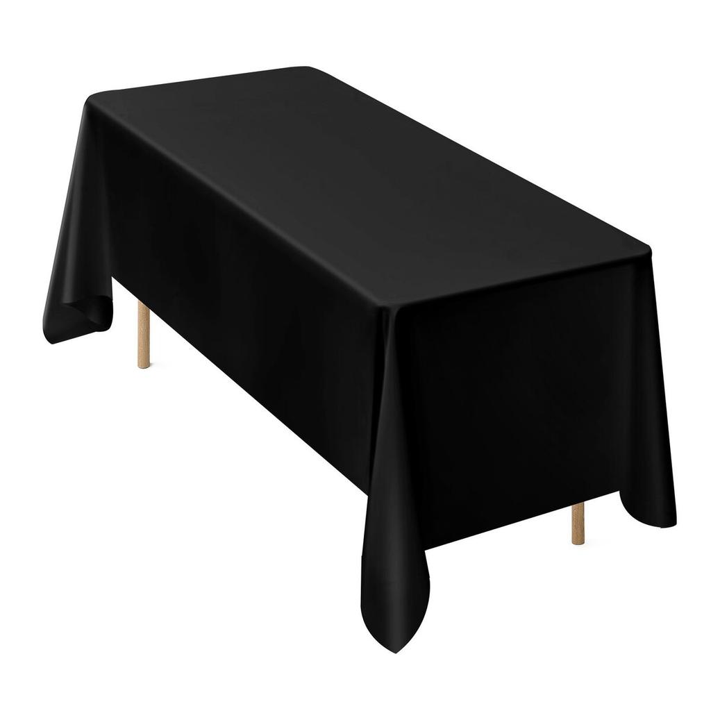Black Tablecloths for Rectangle Tables, 6 Pack, 70 x 120 Inches, Reusable and Machine Washable Table Clothes, Wrinkle-Resistant Polyester Fabric Table