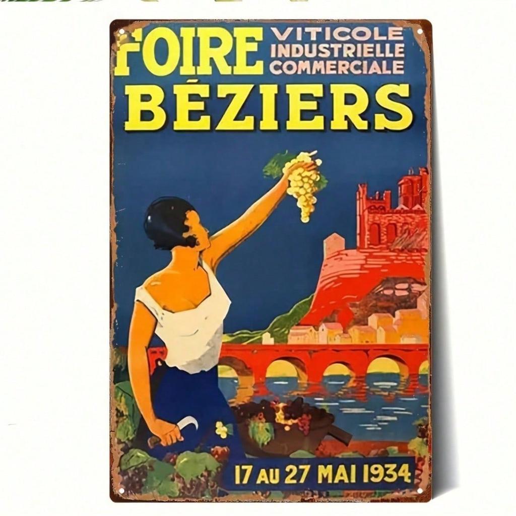 Винтажный железный настенный декор Bocaire Market 1934 года в французском стиле, 2D плоская сплошная металлическая табличка, подвесное искусство 8x12 дюймов